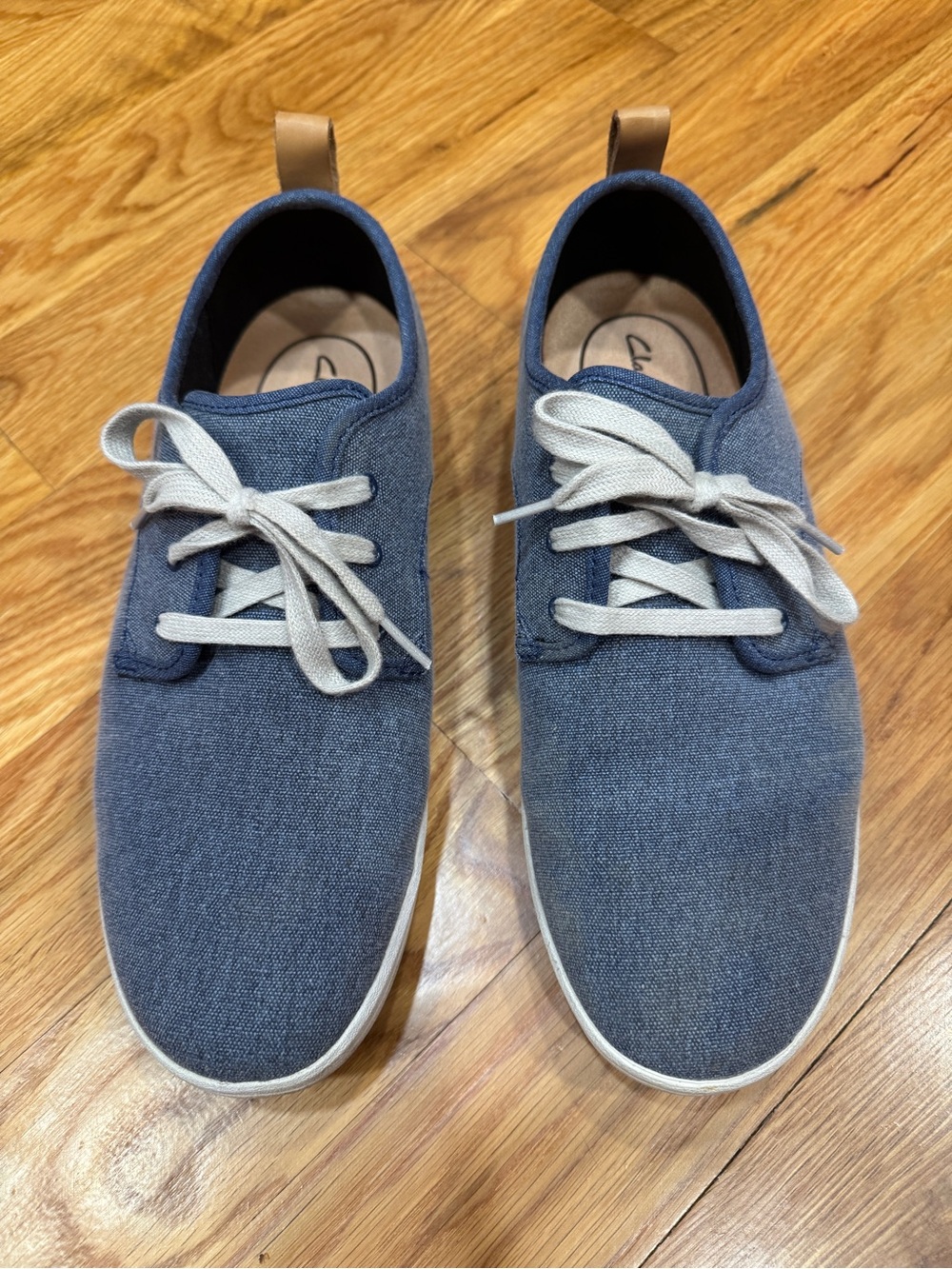 Clarks Slate Blue Canvas Lace-Up Sneakers; collegiate preppy casual skater